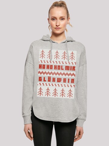 F4NT4STIC Sweatshirt 'Ho Ho Hol mir Glühwein Weihnachten' in Grijs: voorkant