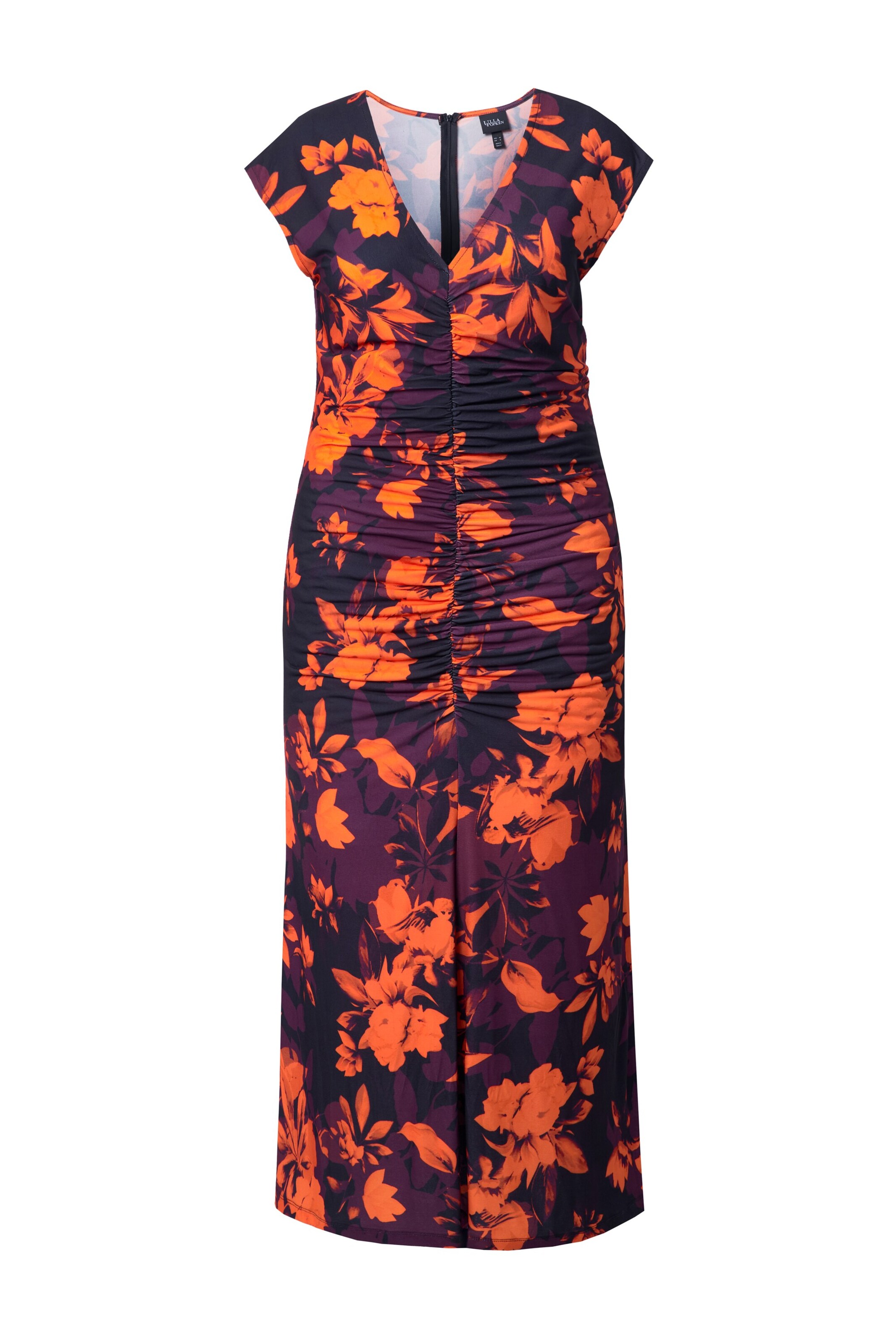 Ulla Popken Jurk in de kleur Marine / Braam / Oranje, Productweergave