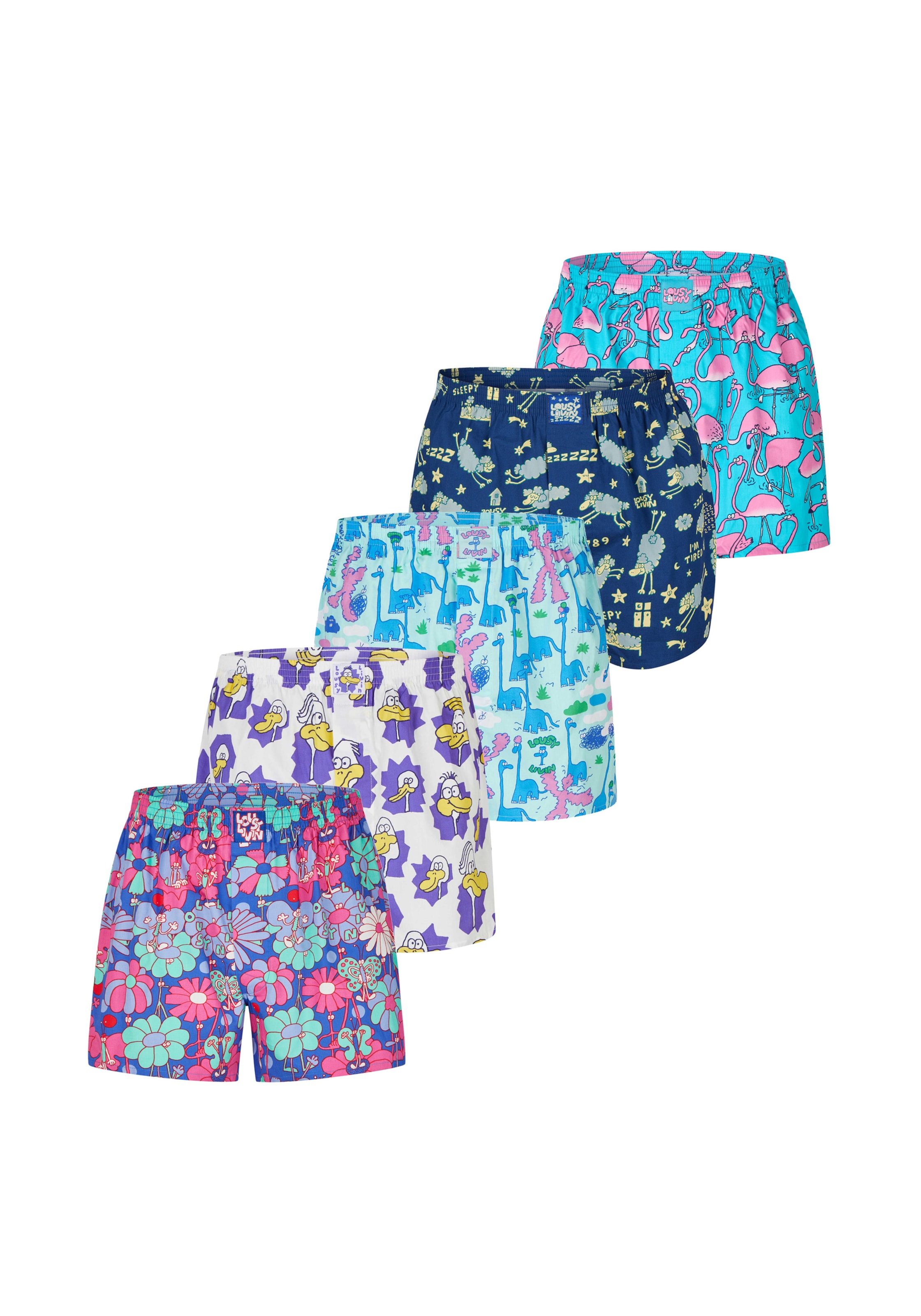 Lousy Livin Boxershorts Set 'Animal' in Blau: Vorderseite