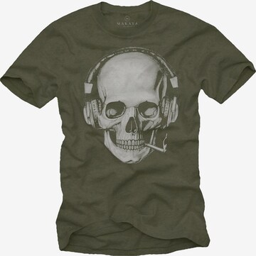 MAKAYA Shirt 'Smoking Skull' in Green: front