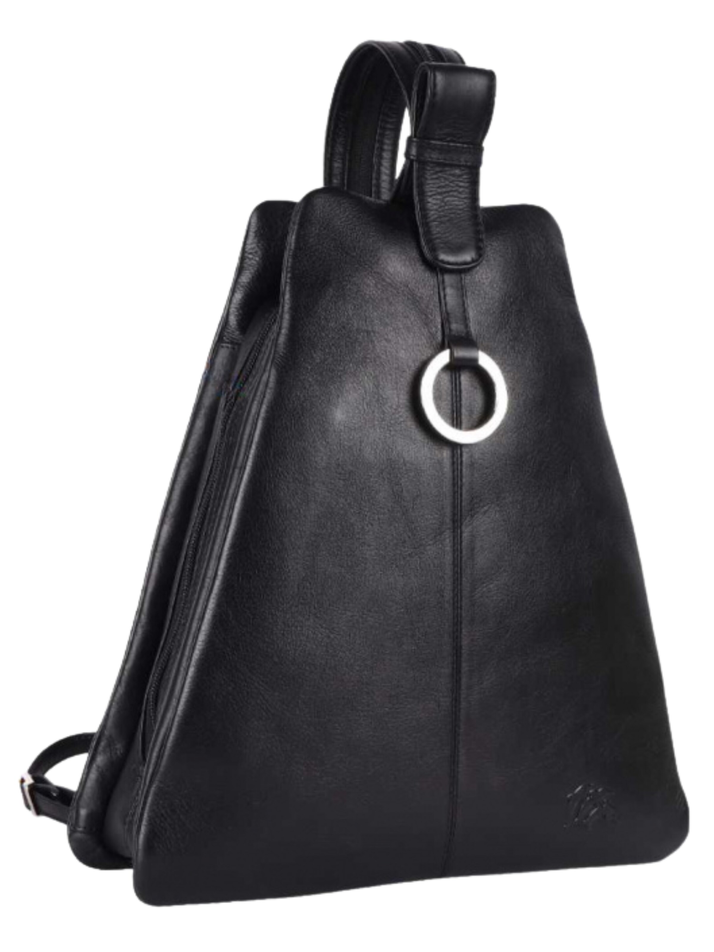 Ella Eisvogel Rucksack 'Nappaleder Rucksack Damen 3in1 – Crossbody & Schultertasche'‌‌‌‌‌ in Schwarz: Vorderseite