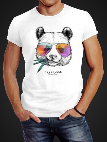Neverless Shirt 'Panda Bambus' in White