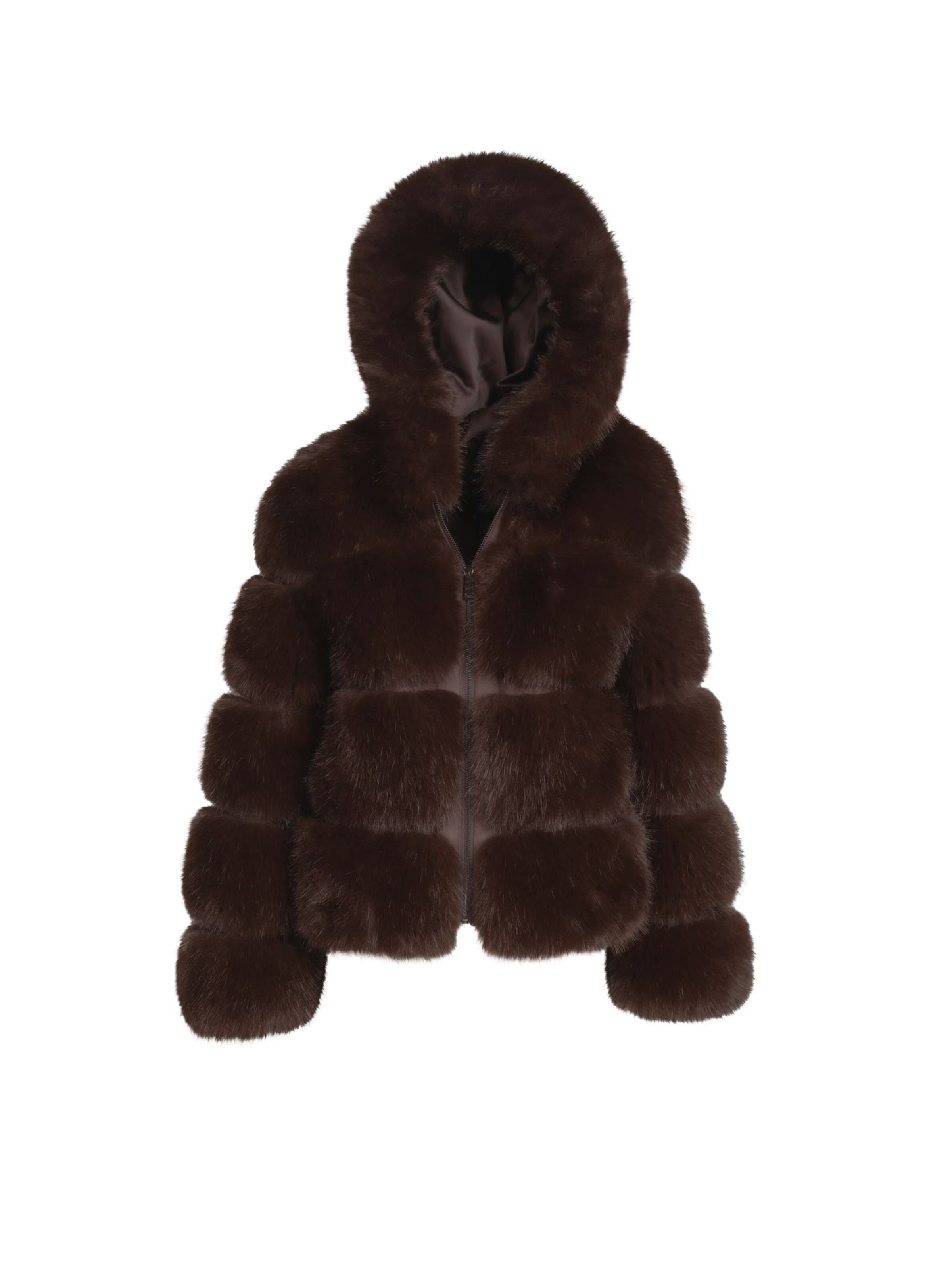 FauxAffairs Winterjacke 'BRAUNE FELLJACKE GIA'‌ in Braun: Vorderseite