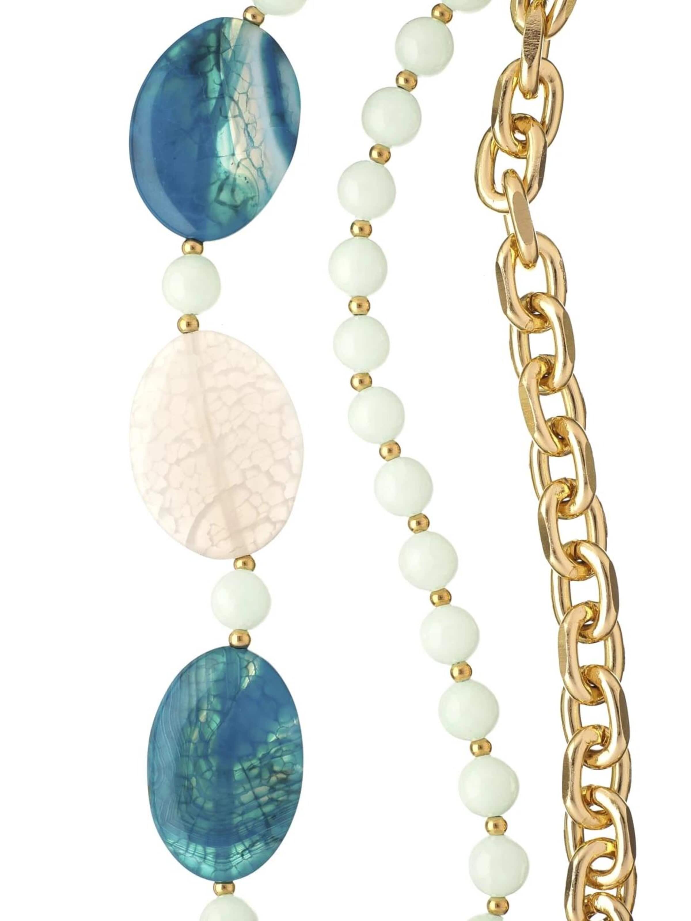 THE GEM STORIES JEWELRY Halsband 'Pal Blue Jade Necklace with Agate Stones and chain' i blå
