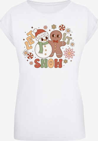 F4NT4STIC Shirt 'Let It Snow Groovy Christmas Gingerbread' in Weiß: Vorderseite