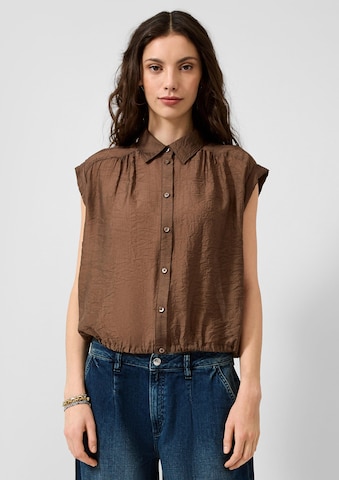 QS Blouse in Brown: front