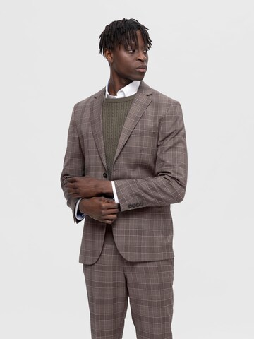 SELECTED Regular Fit Sakko 'Neil' in Braun: Vorderseite