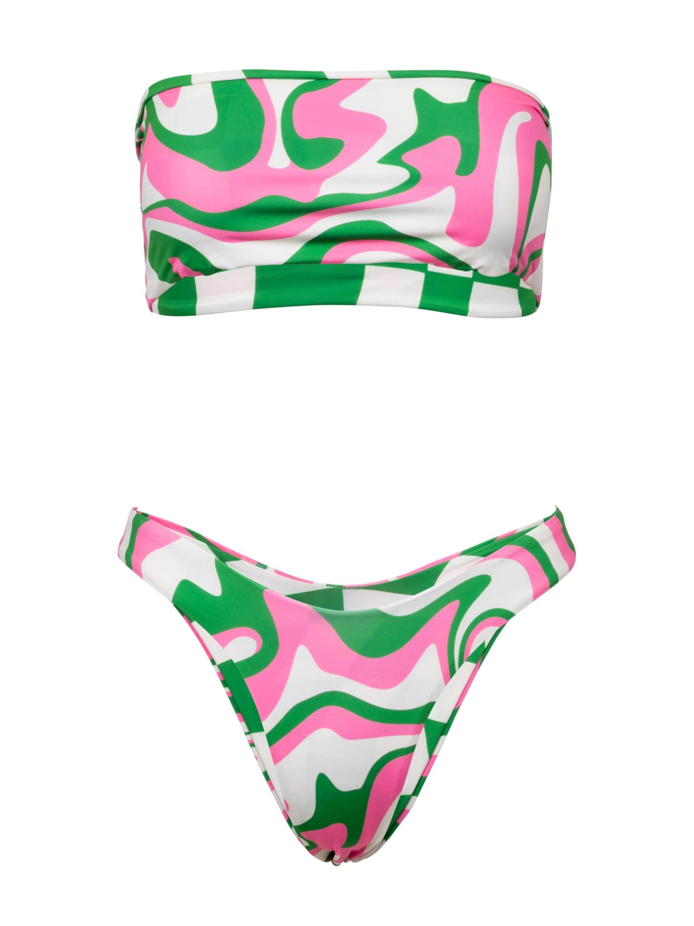 Kalaia Bandeau Bikini 'Reversible Checkers Bikini' in Groen