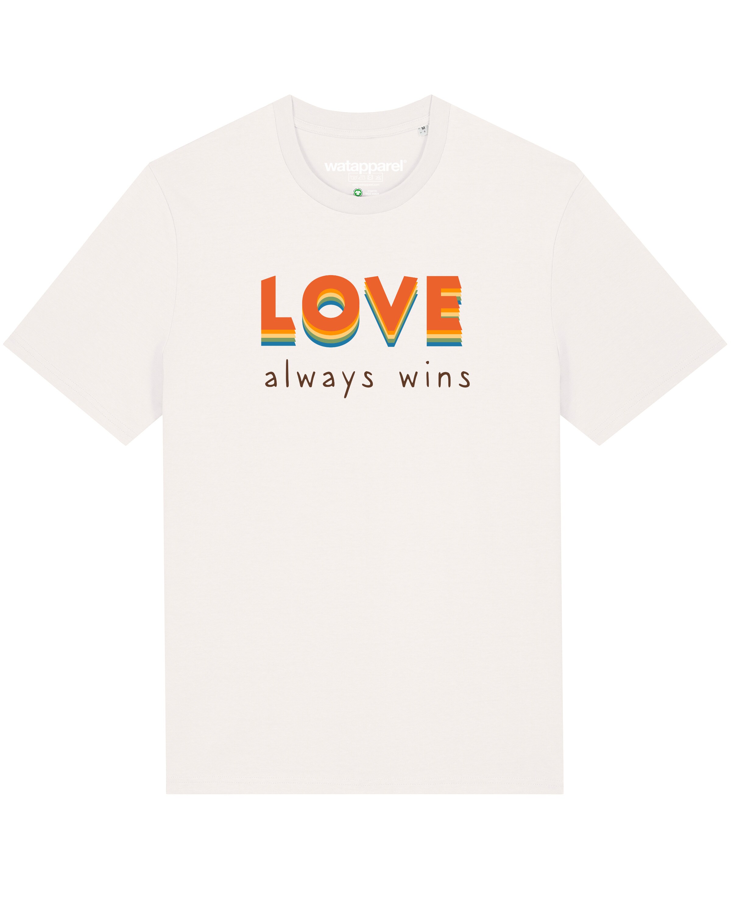 Maglietta ' Love always wins ' di Watapparel in bianco: frontale