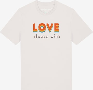 Maglietta ' Love always wins ' di Watapparel in bianco: frontale
