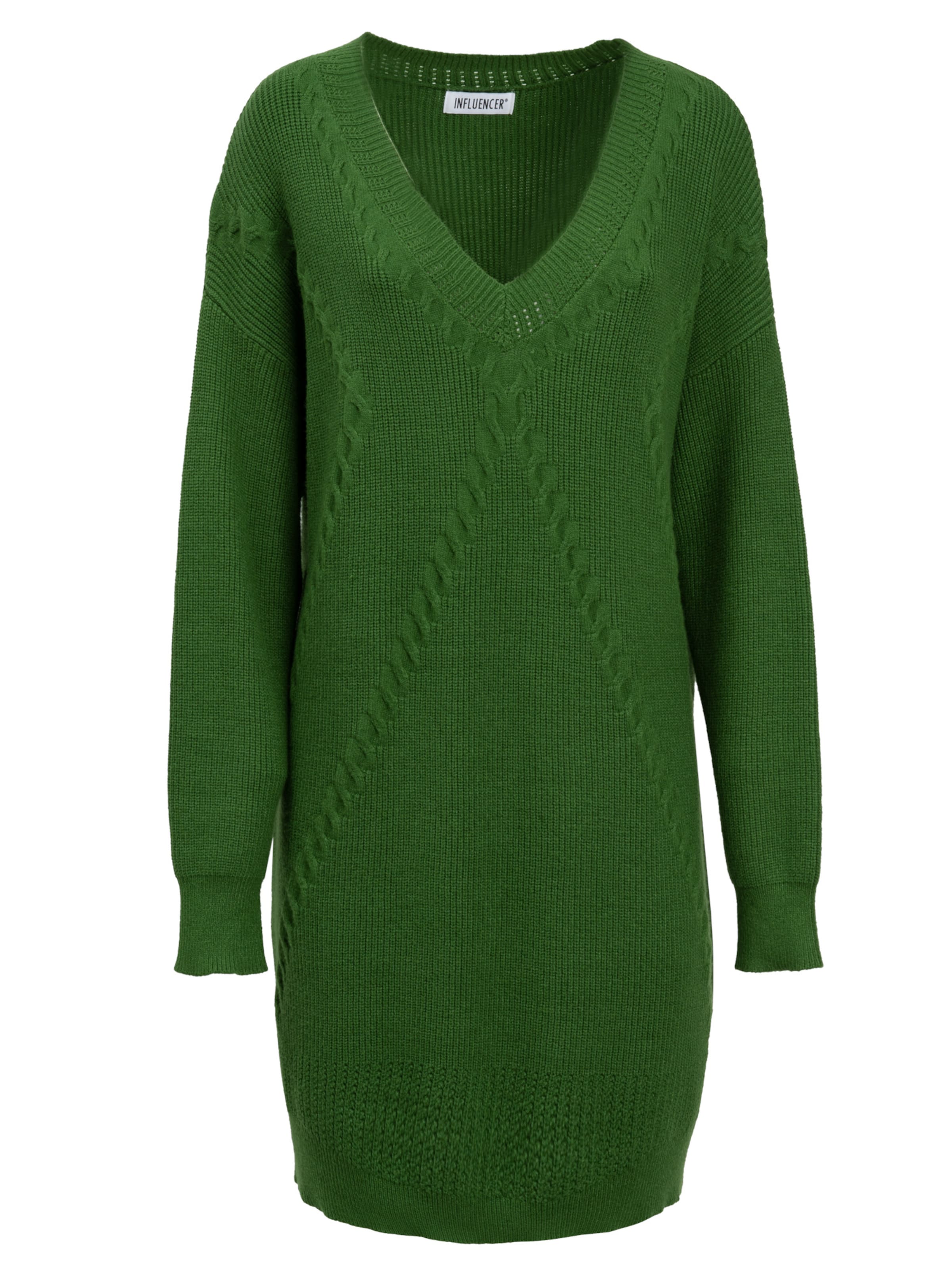 Influencer Stickad klänning i grön: framsida