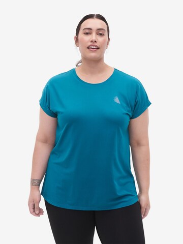 Active by Zizzi Shirt 'Abasic' in Blauw: voorkant