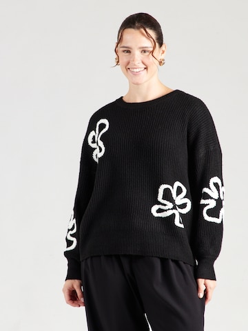 ONLY Carmakoma Pullover 'CARDaisy' in Schwarz: Vorderseite