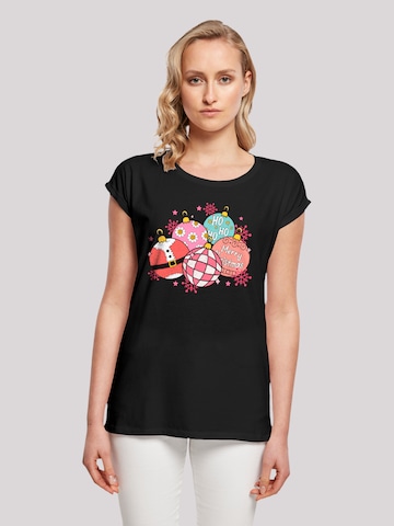 F4NT4STIC Shirt 'Pink Cute Christmas Tree Balls' in Black: front