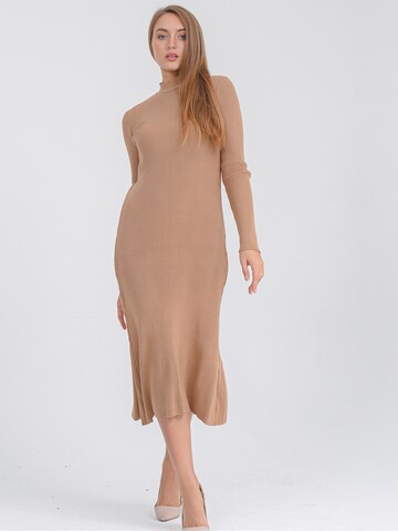 FRESHLIONS Knitted dress ' Evelina ' in Beige: front