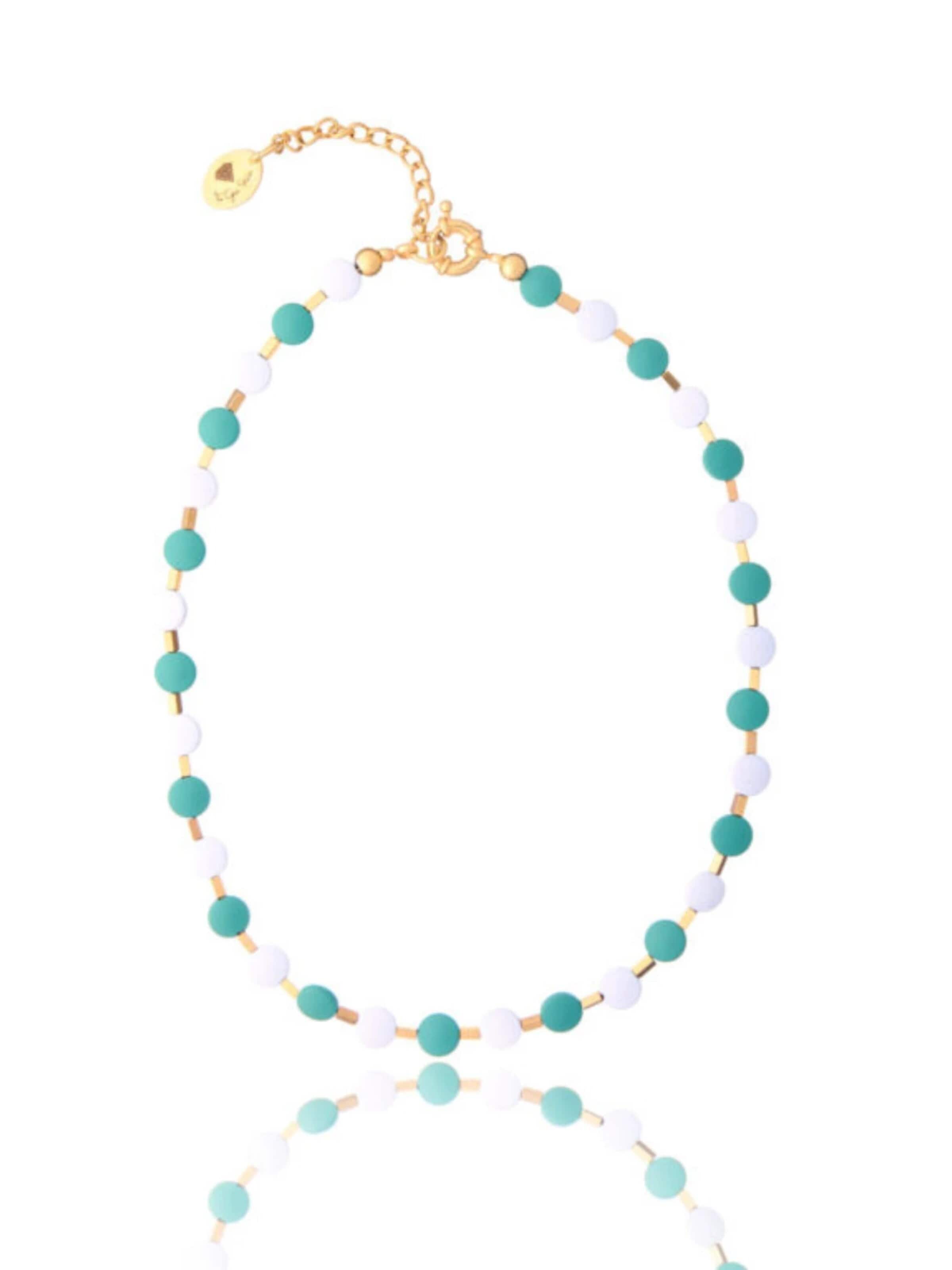 THE GEM STORIES JEWELRY Necklace 'White and Green Hematite Necklace' in 45 - 50cm in Green, Item view