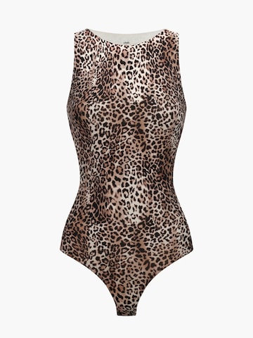 cfab (formerly creamy fabrics) Shapingbody 'Crew Neck Bodysuit String' in Braun: Vorderseite