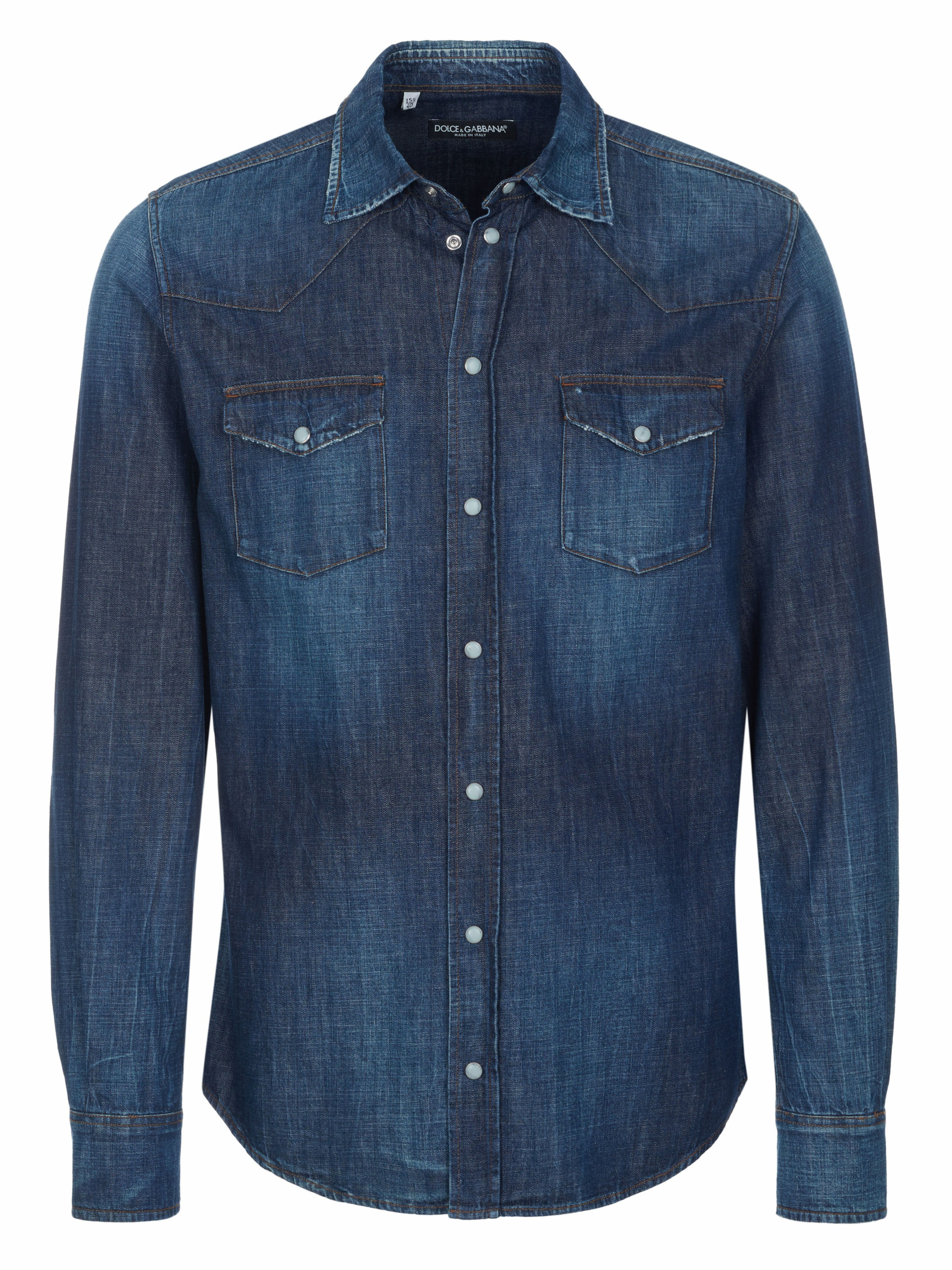 DOLCE & GABBANA Button Up Shirt in M-L in Blue denim, Item view