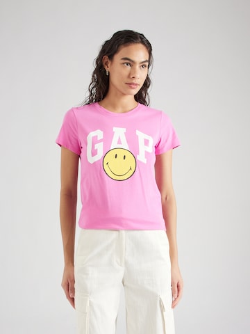 GAP Koszulka 'SMILEY' w kolorze różowy: przód