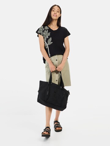 CAMEL ACTIVE T-Shirt mit Blumenprint aus Baumwolle in Schwarz