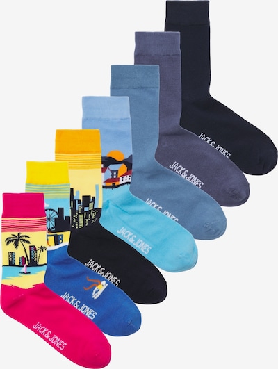 JACK & JONES Κάλτσες 'CITIES' σε μπλε φιμέ / μπλε ρουά / μπλε περιστεριού / γαλάζιο / ροζ / μαύρο, Άποψη προϊόντος