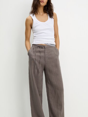 Pull&Bear Wide leg Bandplooibroek in Grijs