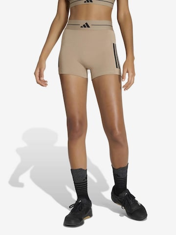 ADIDAS PERFORMANCESkinny Sportske hlače 'HYG' - smeđa boja: prednji dio