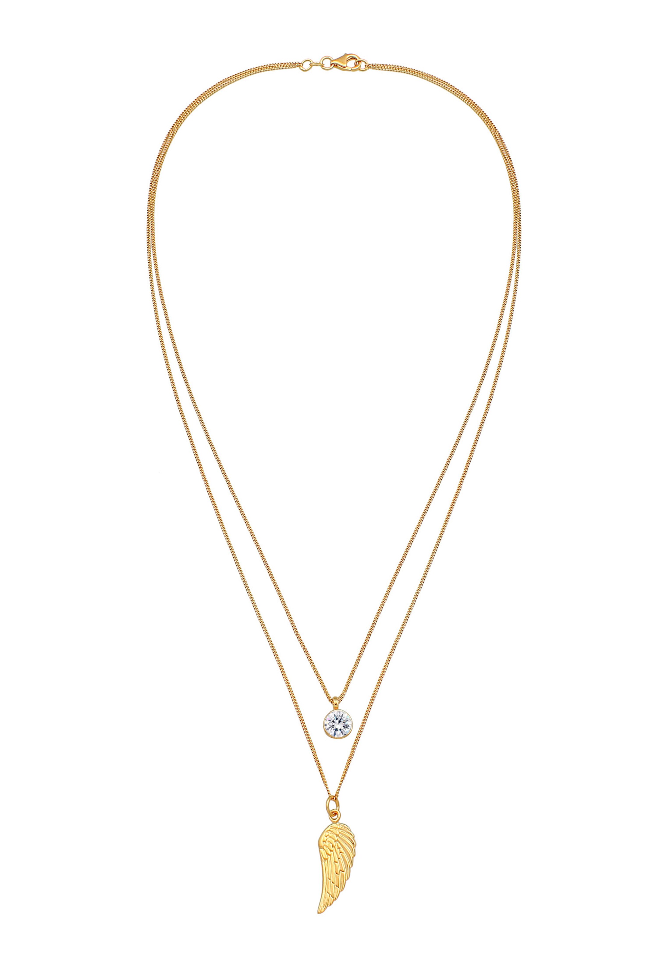 Frauen Schmuck ELLI Halskette Flügel, Kristall Kette, Layer in Gold - WD25429 Frauen Schmuck ELLI Halskette Flügel, Kristall Kette, Layer in Gold - WD25429