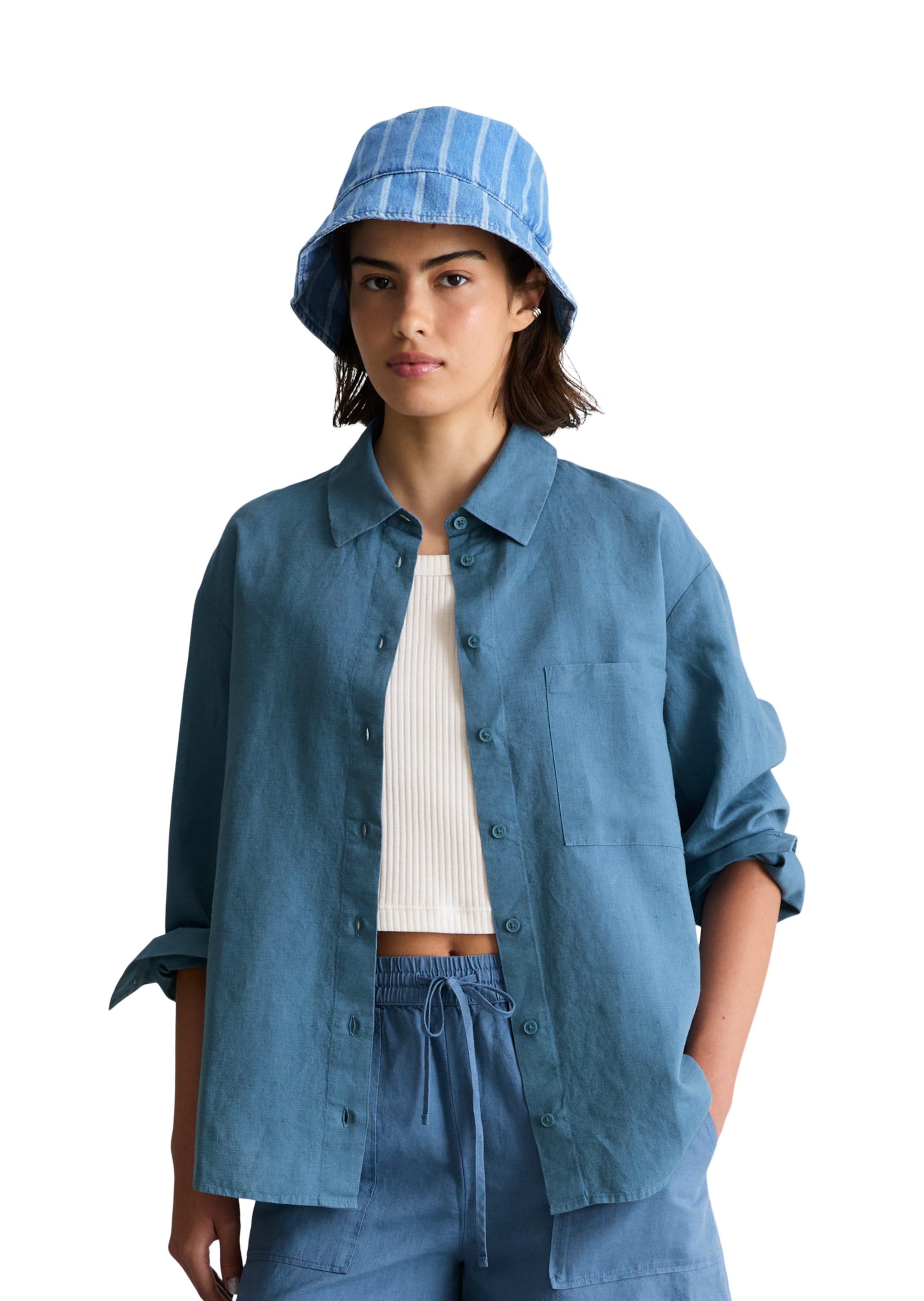 Marc O'Polo DENIM Blouse in Blauw: voorkant