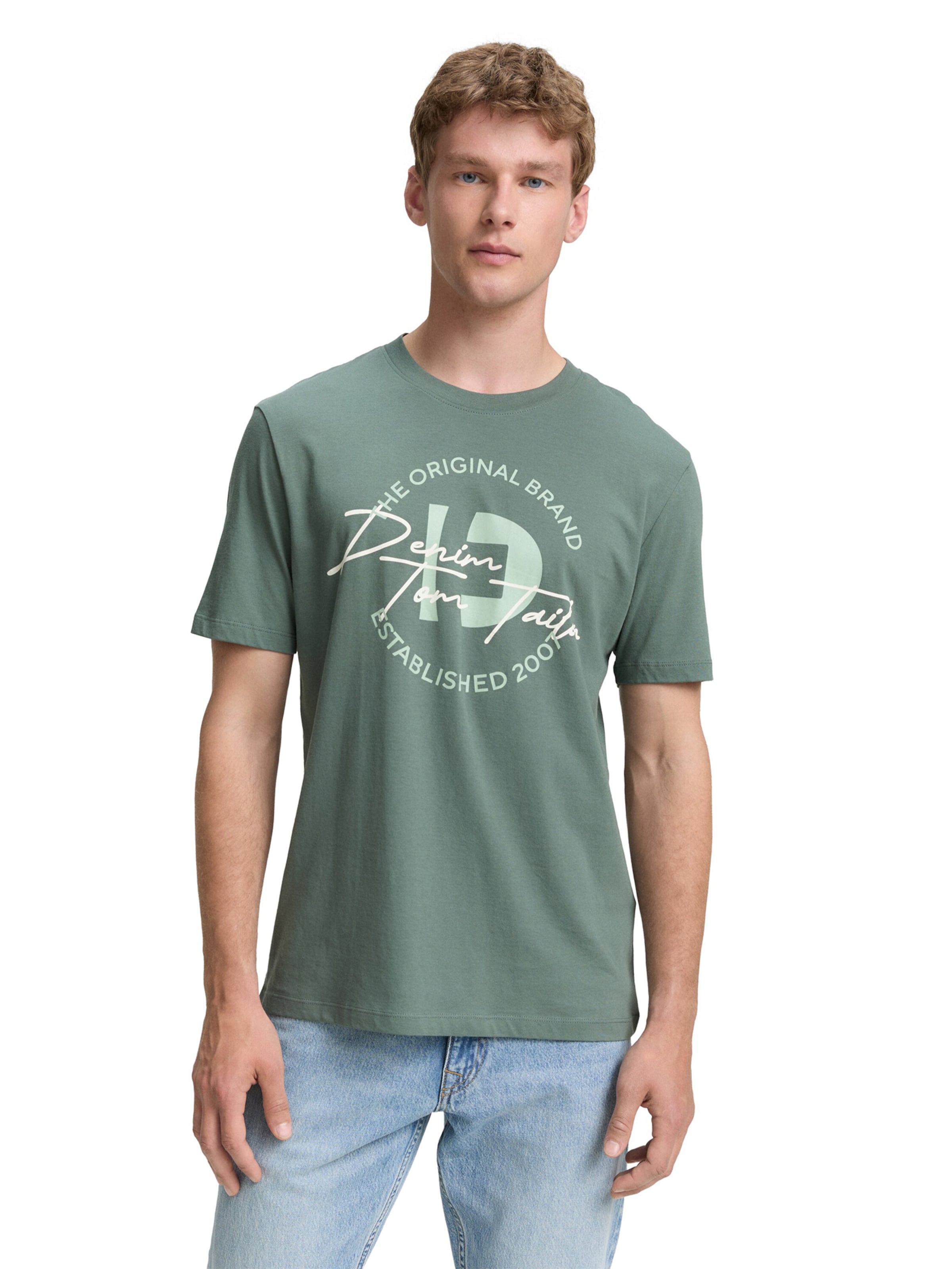 Tricou de la TOM TAILOR DENIM pe verde: față