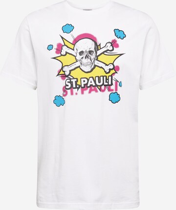 FC St. Pauli T-Shirt 'Totenkopf Pow Pow' in Weiß: front