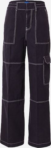 HUGO Blue Loosefit Cargobroek 'Henui-1-D_B' in Zwart: voorkant