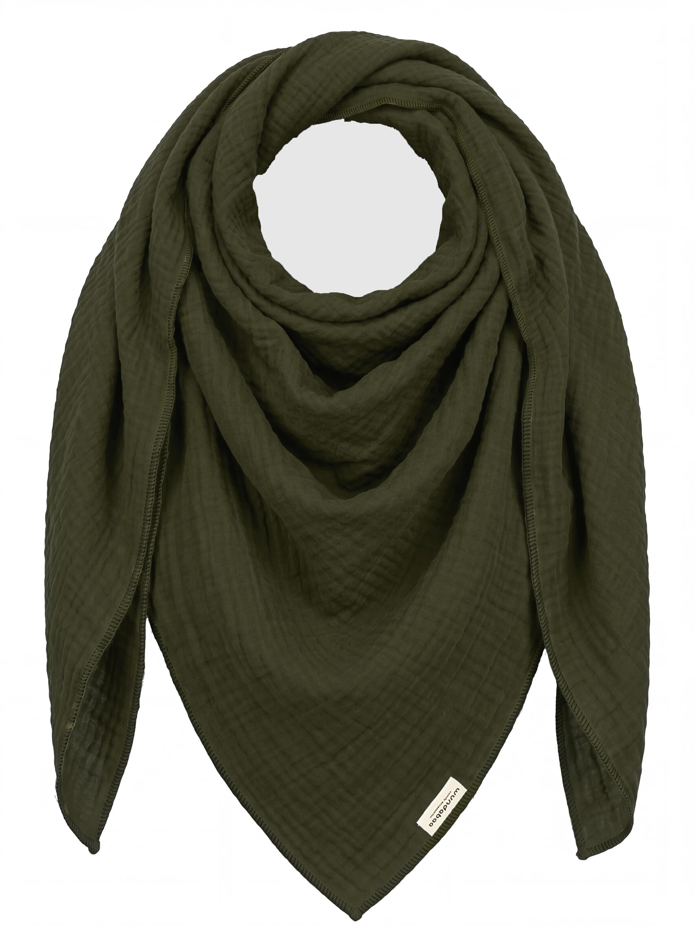 wundabaa Scarf 'Musselintuch 130x130 unifarben' in Green: front