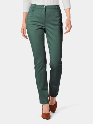 Coupe slim Pantalon 'Carla' Goldner en vert : devant