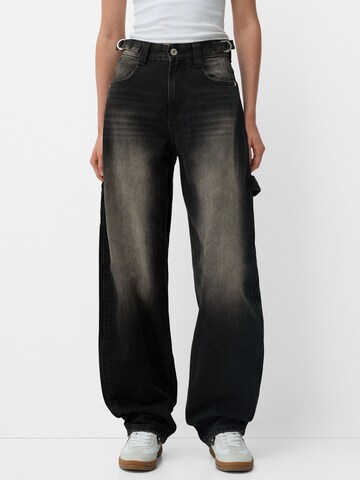 Wide leg Jeans di Bershka in nero: frontale