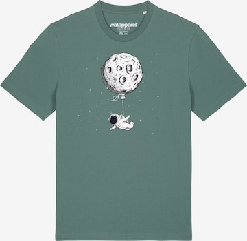 Watapparel Shirt ' Funny Spaceman ' in Groen: voorkant