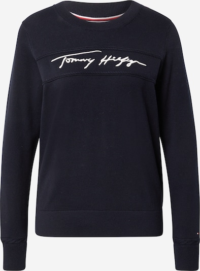 TOMMY HILFIGER Pullover in nachtblau / weiß, Produktansicht