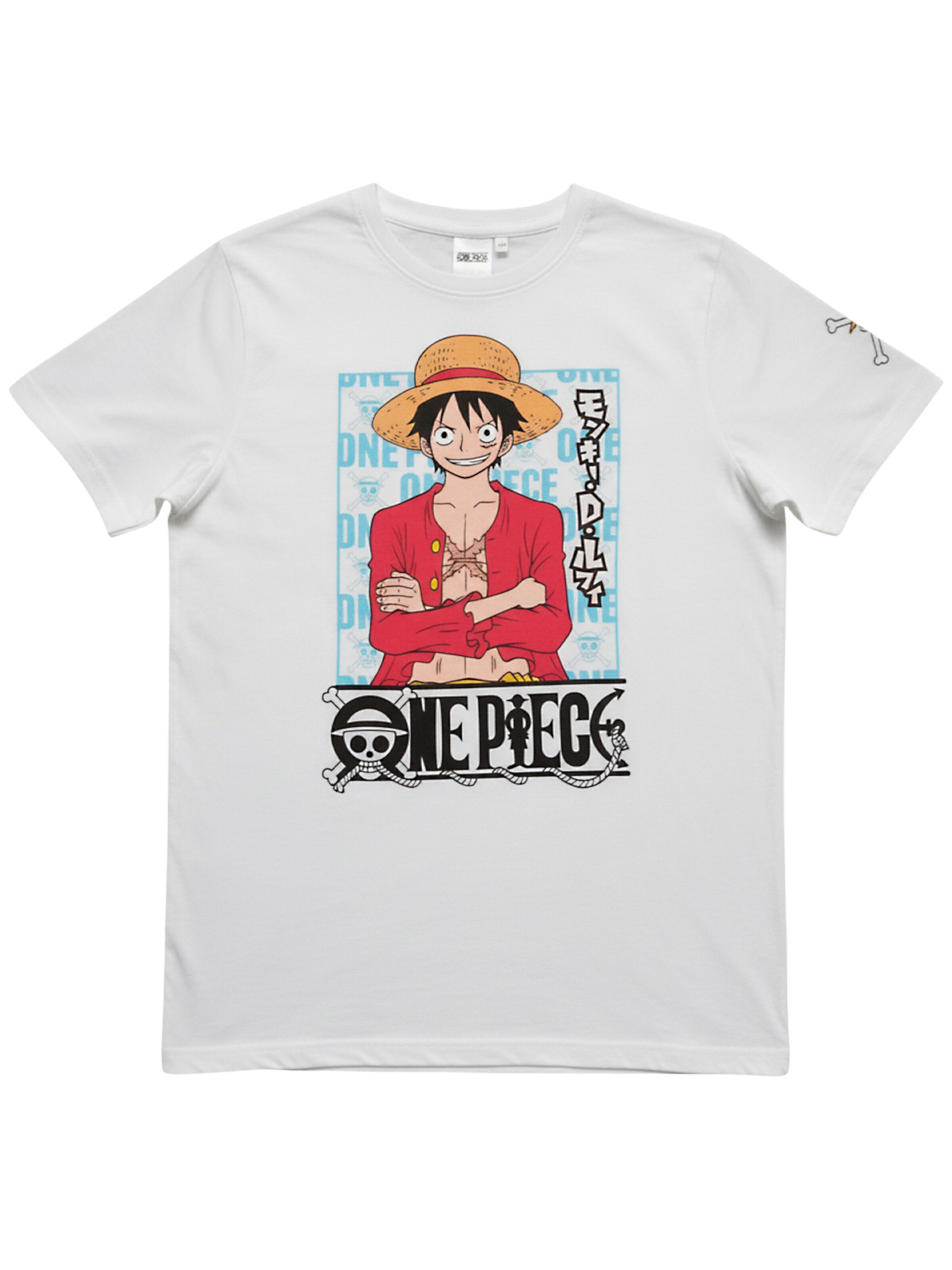 One Piece Shirt 'Monkey D. Ruffy'‌‌‌‌‌‌‌ in Weiß: Vorderseite