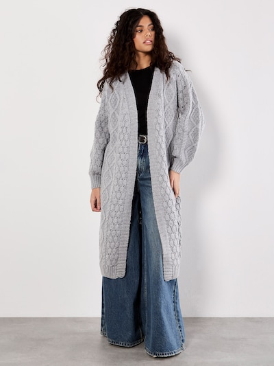 Apricot Chunky Cable Knit Longline Cardigan ' ' in grün, Produktansicht