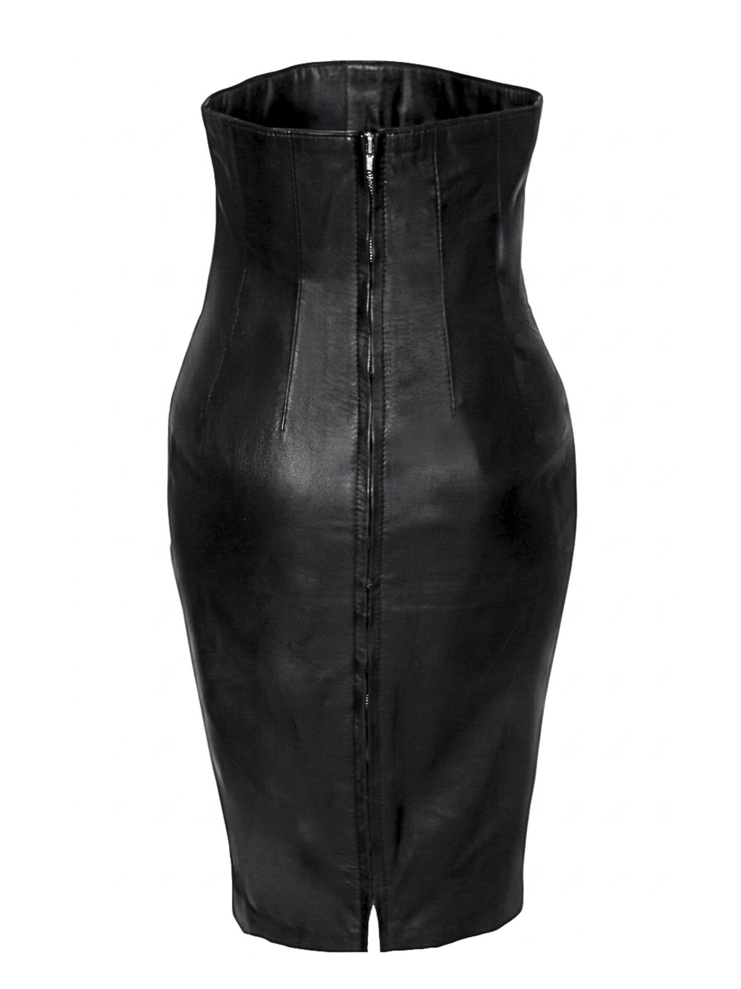Be  Noble Rok 'Eleganter Lederrock Taillenhoch aus Lammnappa' in Zwart
