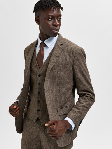 SELECTED HOMME Slim fit Blazer 'Adrian' in Brown