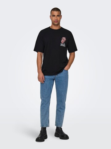 Only & Sons Shirt 'ROLLING STONES' in Black