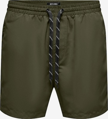 Only & Sons Board Shorts 'ONSTed' in Green: front
