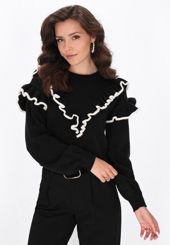 Pullover di faina in nero: frontale