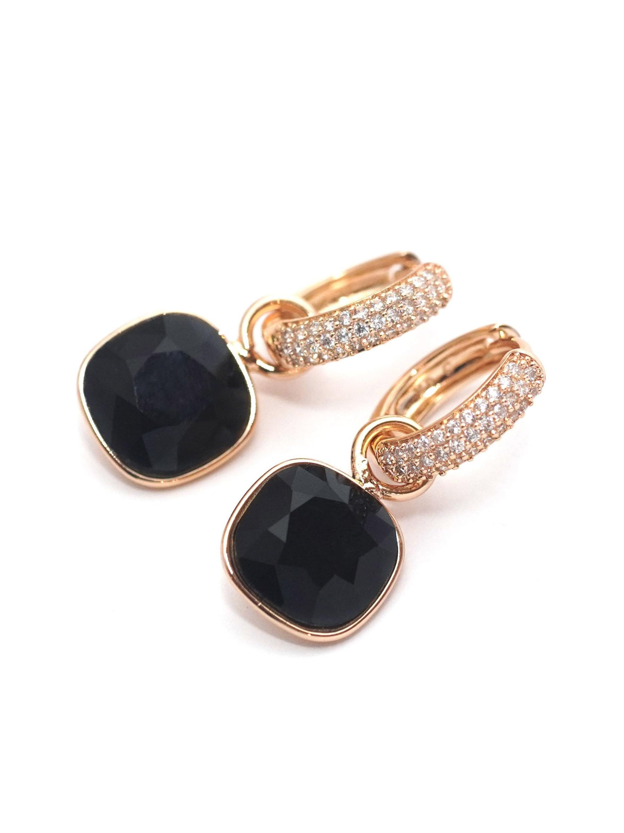 Secret Stones Earrings '2in1 black perfection' in Gold