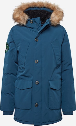 Superdry Winterparka 'Everest' in Blauw: voorkant