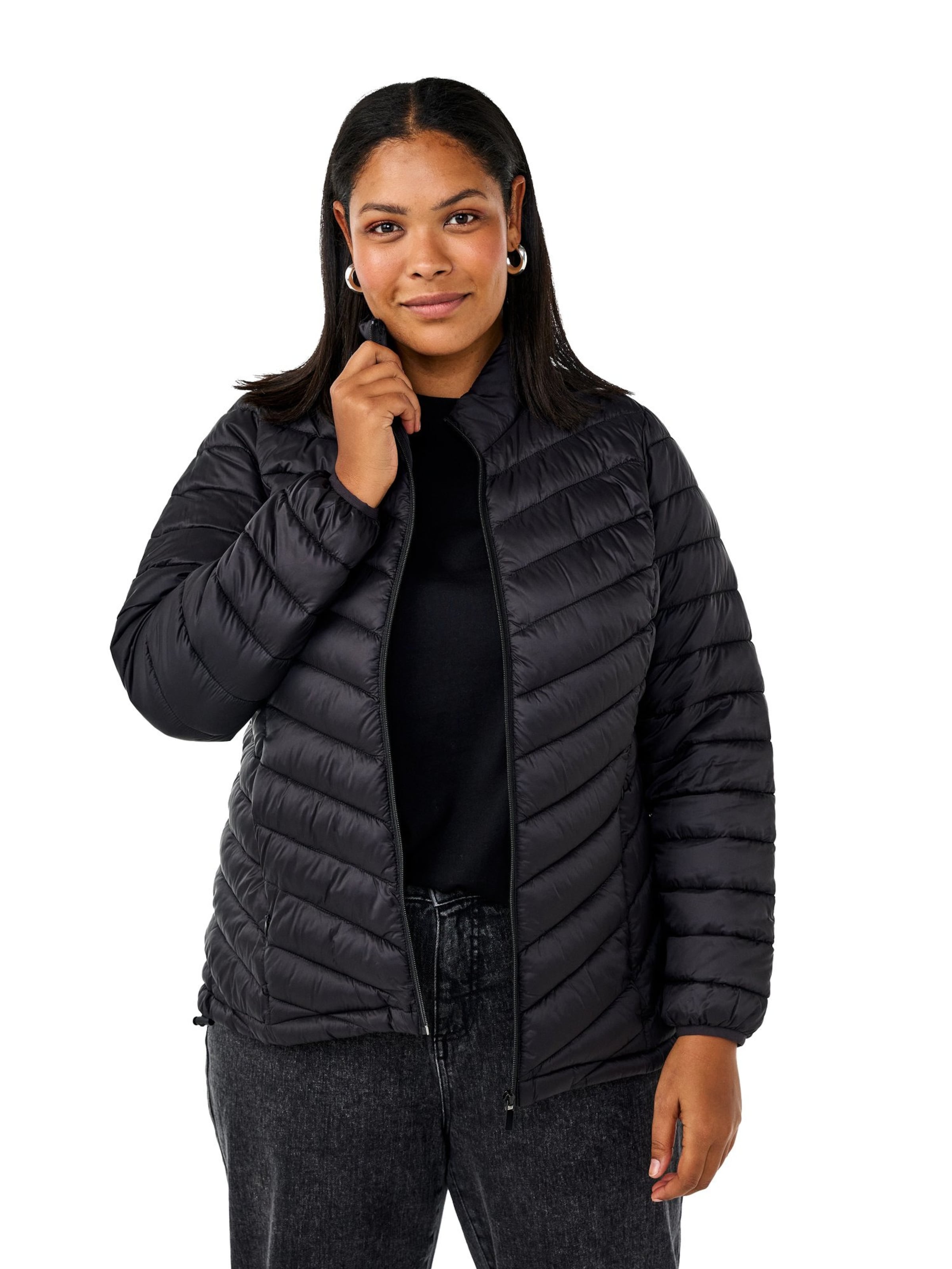 Zizzi Overgangsjakke 'Casally' i sort: forside