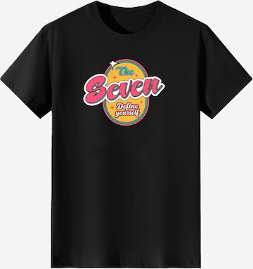 T-shirt 'Women Retro Oval Frame The Seven Slogan Print T-Shirt' LapaPlus en noir : devant