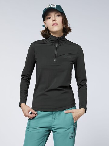 CHIEMSEE Fleecepullover ' mit auffälligem PlusMinus-Print ' in Schwarz: Vorderseite