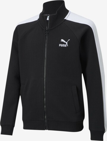 PUMA Sportief sweatvest 'Classics T7' in Zwart: voorkant